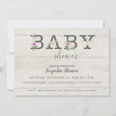 Paarse witte bloemen n hout | Meisje Baby shower Kaart (Voorkant)