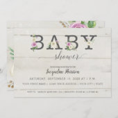 Paarse witte bloemen n hout | Meisje Baby shower Kaart (Voorkant / Achterkant)