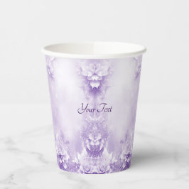 Paarse witte bloemen papieren bekers