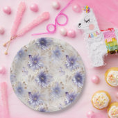 Paarse witte bloemen Papieren Bordje (Feest)