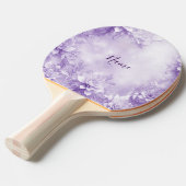Paarse witte bloemen Ping Pong Paddle Tafeltennisbatje (Voorkant Gekanteld)