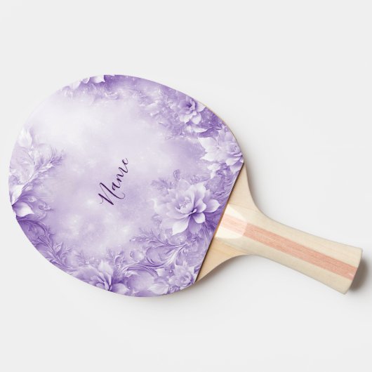 Paarse witte bloemen Ping Pong Paddle Tafeltennisbatje (Zijkant)