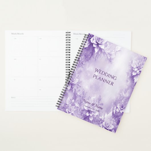 Paarse witte bloemen planner (Display)