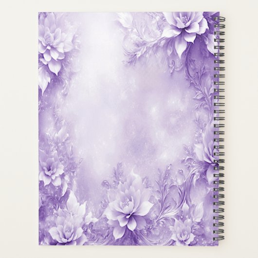 Paarse witte bloemen planner (Achterkant)