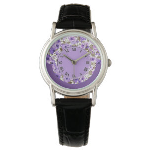  Paarse & Witte Bloemen Polshorloge 2 Horloge