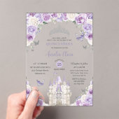 Paarse witte bloemen Princess Castle Quinceañera X Acryl Uitnodigingen (Insitu (Draagbaar))