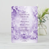 Paarse witte bloemen repetitie dineruitnodiging kaart (Staand voorkant)