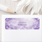 Paarse witte bloemen retour adreslabel etiket (Insitu)
