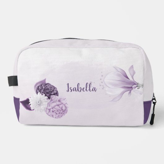 paarse witte bloemen romantisch toilettasje (Voorkant)