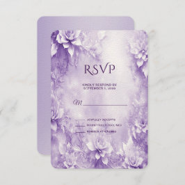 Paarse witte bloemen RSVP-kaart RSVP Kaartje
