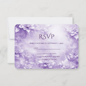 Paarse witte bloemen RSVP-kaart RSVP Kaartje (Voorkant)