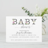 Paarse witte bloemen rustiek | Meisje Baby shower Kaart (Staand voorkant)