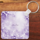 Paarse witte bloemen Sleutelhanger (Achterkant)