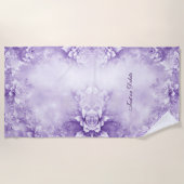 Paarse Witte Bloemen Strandlaken (Voorkant)