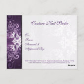 Paarse & Witte Bloemen Swirl Cadeaubon Briefkaart (Achterkant)