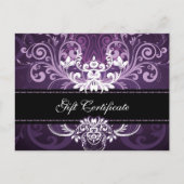 Paarse & Witte Bloemen Swirl Cadeaubon Briefkaart (Voorkant)