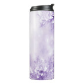 Paarse Witte Bloemen Thermische Tumbler Thermosbeker (Gedraaid links)