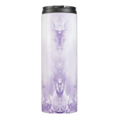 Paarse Witte Bloemen Thermische Tumbler Thermosbeker (Achterkant)