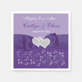 Paarse, Witte Bloemen Trouwpapier servetten