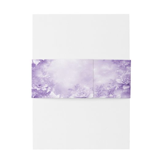 Paarse Witte Bloemen Uitnodiging Buikband Uitnodigingen Wikkel (Achterkant Voorbeeld)