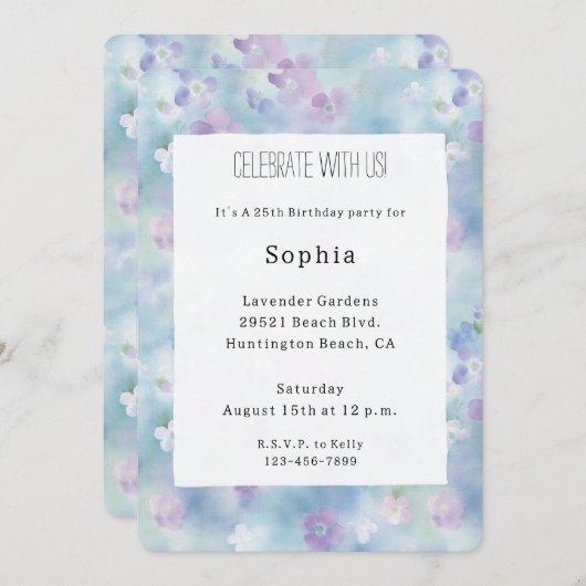  Paarse witte bloemen verjaardag Kaart (Voorkant / Achterkant)