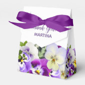 Paarse witte bloemen verjaardag naam Dank je Bedankdoosjes (Voorkant Zijde)