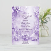 Paarse witte bloemen Verloving uitnodiging (Staand voorkant)