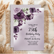 Paarse Witte Bloemen Vlinders 75ste Verjaardag