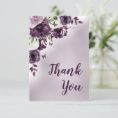 Paarse witte bloemen vlinders verjaardag bedankkaart (Staand voorkant)