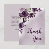 Paarse witte bloemen vlinders verjaardag bedankkaart (Voorkant / Achterkant)