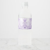 Paarse Witte Bloemen Waterflesetiket Waterfles Etiket (Voorkant)