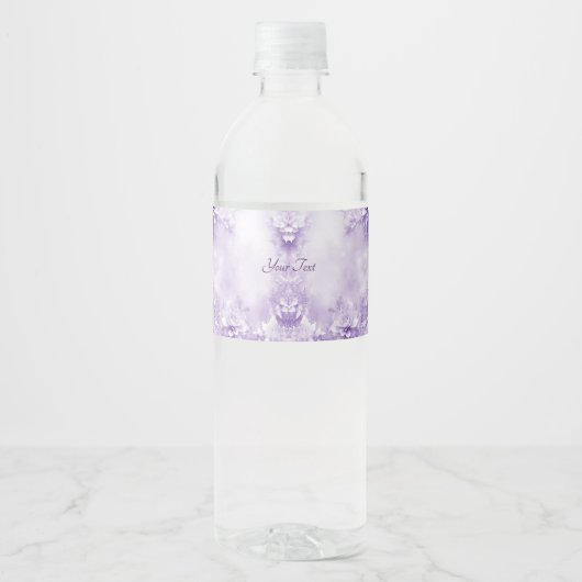 Paarse Witte Bloemen Waterflesetiket Waterfles Etiket (Voorkant)
