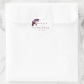 Paarse & Witte Bloemen Waterverf Bruiloft Hart Sticker (Tas)