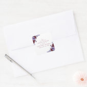 Paarse & Witte Bloemen Waterverf Bruiloft Vierkante Sticker (Envelop)