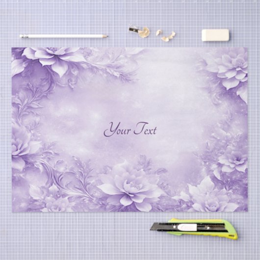 Paarse Witte Bloemen Weefselpapier Tissuepapier (Craft)