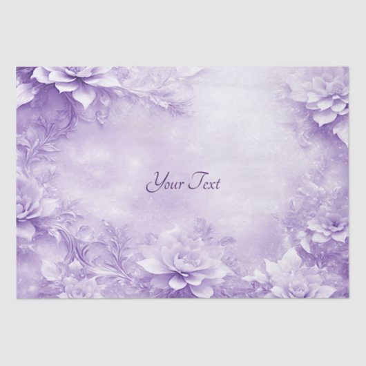 Paarse Witte Bloemen Weefselpapier Tissuepapier (Voorkant)