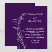 Paarse Witte Bloemen Wervelingen Post Wedding Kaart (Voorkant / Achterkant)