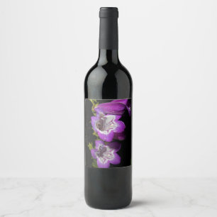 Paarse witte bloemen Wijn Lable Etiket