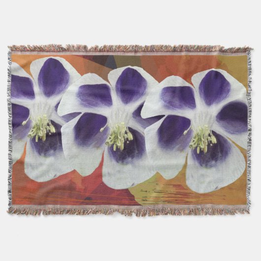 Paarse & Witte bloemen Worpdeken Deken (Voorkant)