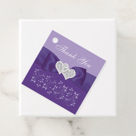 Paarse, witte bloemenbruiloft gunst Label (In situ)