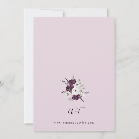 Paarse & witte bloemenbruiloft - Lavendel Kaart (Achterkant)