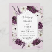Paarse & witte bloemenbruiloft - Lavendel Kaart (Voorkant / Achterkant)