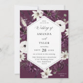 Paarse & witte bloemenbruiloft - Paarse Kaart (Voorkant)