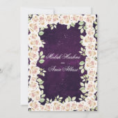 Paarse witte bloemenislamitische moslim bruiloft kaart (Achterkant)