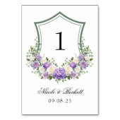 Paarse witte bloemenkam bruiloft kaart (Achterkant)