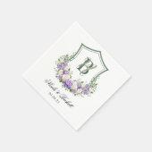 Paarse witte bloemenkam bruiloft servet (Hoek)