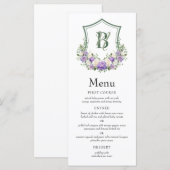Paarse Witte Bloemenkroon Trouw Menu (Voorkant / Achterkant)