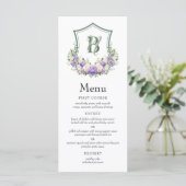 Paarse Witte Bloemenkroon Trouw Menu (Staand voorkant)