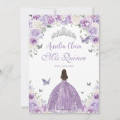 Paarse witte bloemenprinses Quinceañera XV 16 Kaart (Achterkant)