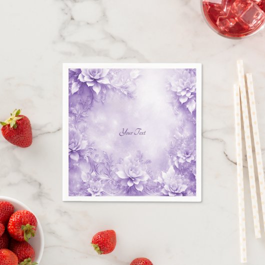 Paarse witte bloemenservetten servet (Insitu)